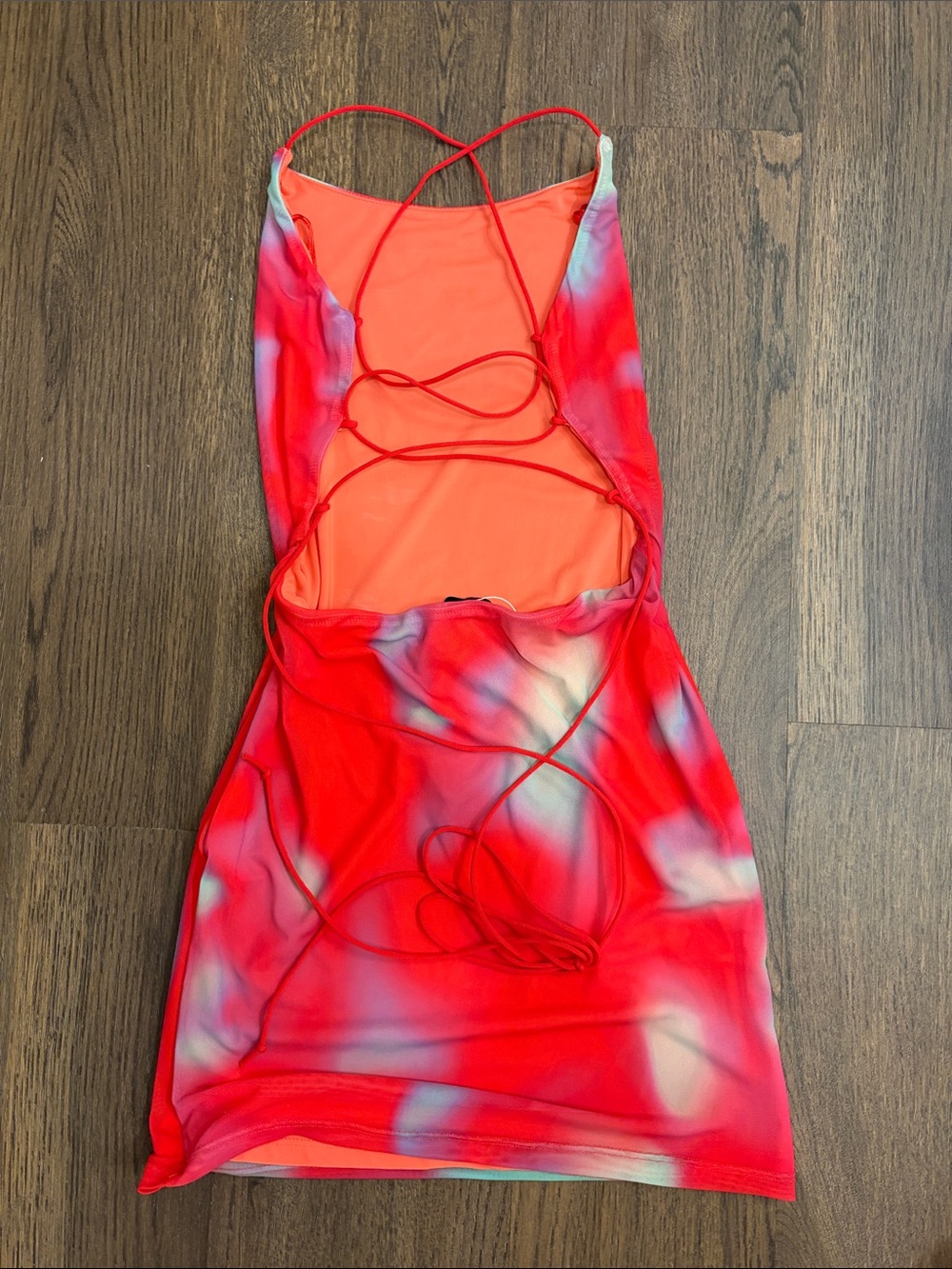 NWT Bershka Orange Pink Blue Gradient Strappy Backless Dress
